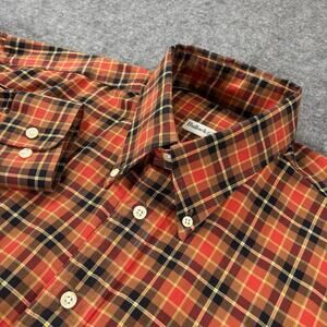 Bullock & Jones Plaid Long Sleeve Button Down Shirt Men's Size Large Red Brown